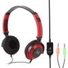 Ruilogod Black Red 2M 6.6Ft Cable Dual 3.5mm Connector Foldable Stereo Headphones Earphones view 1