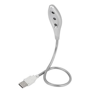 Ruilogod Gray Flexible Gooseneck 3 LED USB Reading Lamp Light for Computer (id: 6d3 48c ecf f71 bb0