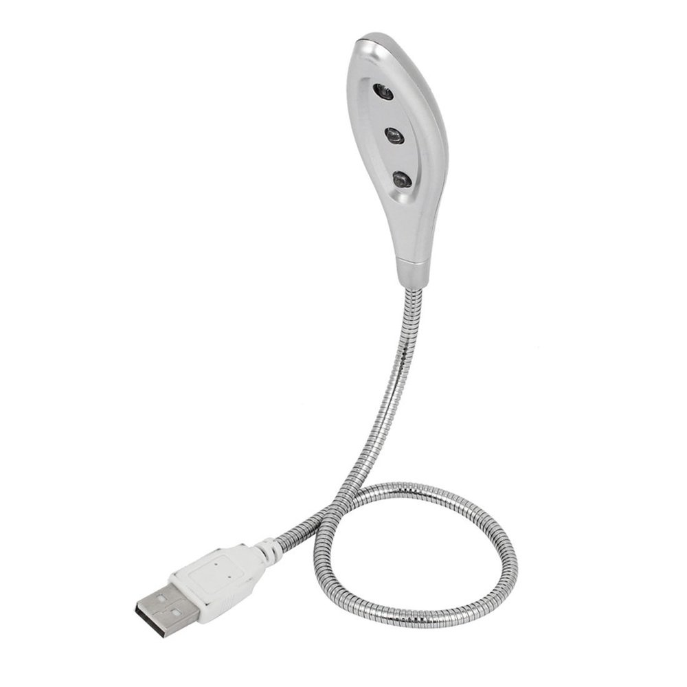 Ruilogod Gray Flexible Gooseneck 3 LED USB Reading Lamp Light for Computer (id: 6d3 48c ecf f71 bb0