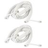 Ruilogod 2 Pcs RJ9 4P4C Coiled Stretchy Telephone Handsets Cable White 5M view 1