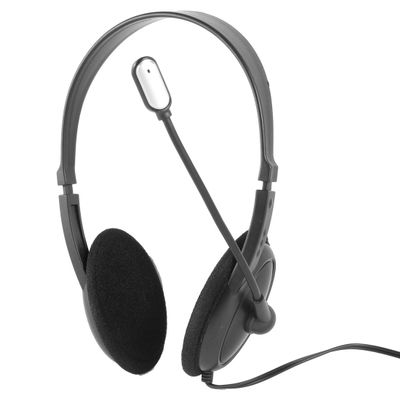 Ruilogod Black 2M Cable Dual 3.5mm Stereo Connector On Ear Headphones w Microphone