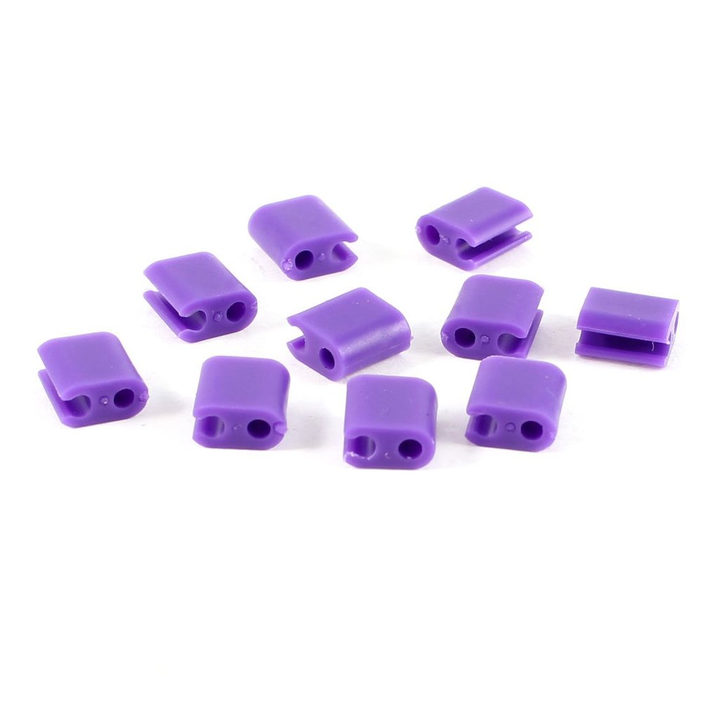 Ruilogod Purple Plastic Earphone USB Fridge Line Wire Fixer Clips Holder 10 Pcs