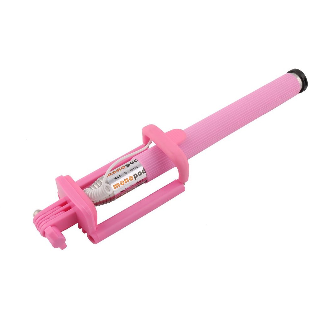 Ruilogod Cell Phone Handheld Extendable Telescopic 6 Sections Stick Monopod Pink