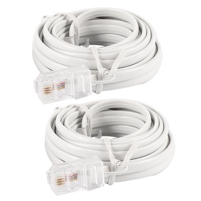 Ruilogod 3 Meters 10ft RJ11 6P4C to RJ45 8P4C Network Telephone Phone Cable 2pcs White