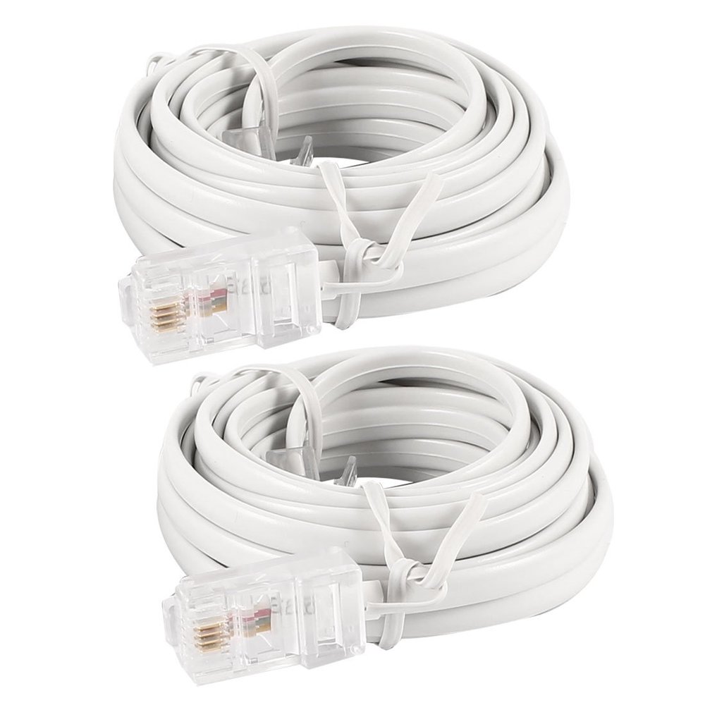 Ruilogod 3 Meters 10ft RJ11 6P4C to RJ45 8P4C Network Telephone Phone Cable 2pcs White