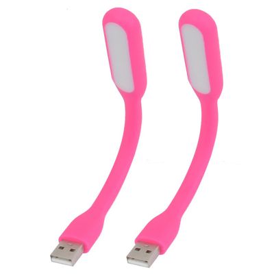 Ruilogod USB Mini LED Light Flexible Computer Laptop Power Bank Lamp 2pcs Pink (id: 6e4 692 072 3d2 3c4