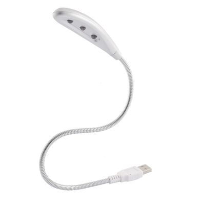Ruilogod Silver Tone Flexible Gooseneck 3 LED Bulbs USB Light Lamp for Laptop(id:30 e6f 63 b74 f27