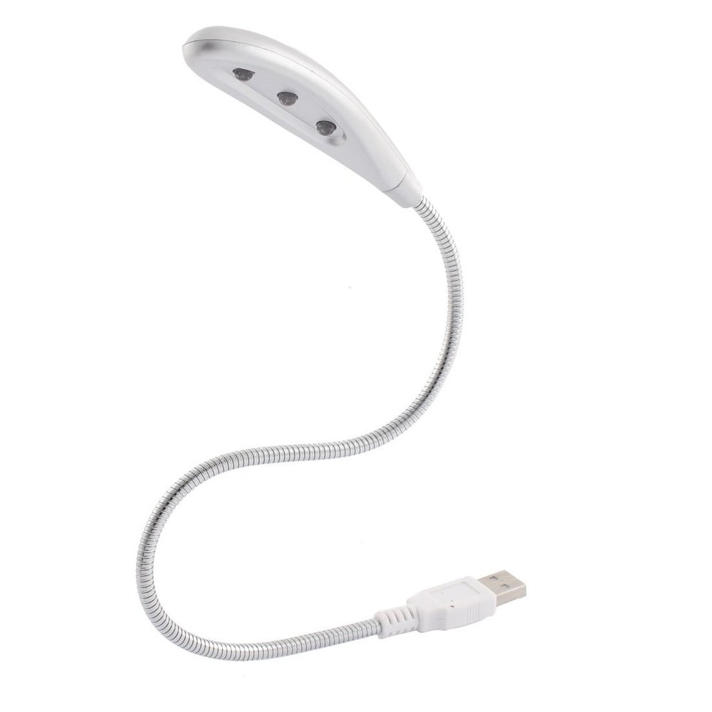 Ruilogod Silver Tone Flexible Gooseneck 3 LED Bulbs USB Light Lamp for Laptop(id:30 e6f 63 b74 f27