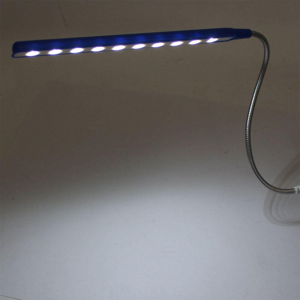 Ruilogod Home Notebook Laptop Flexible Gooseneck Portable USB 10 LED Reading Lamp Blue(id:42 7bc 66 c8d e4a
