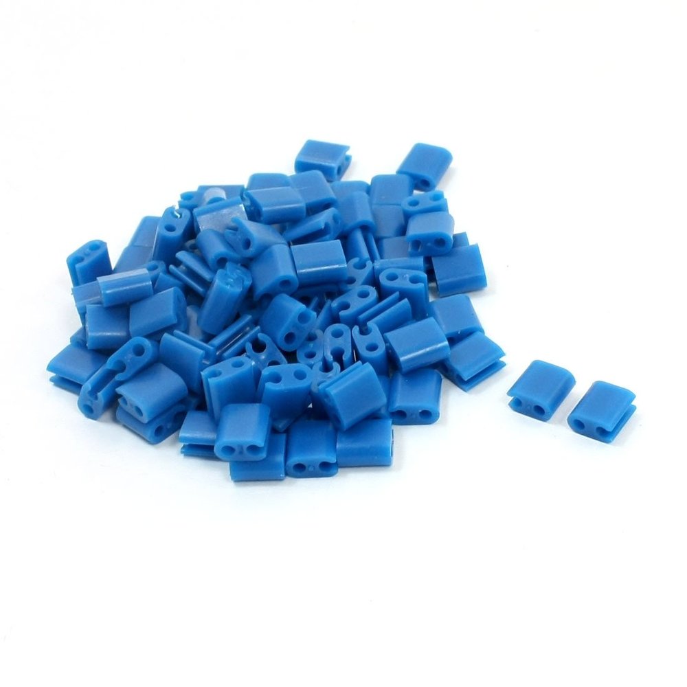 Ruilogod 100pcs Blue Plastic Earphone USB Fridge Line Wire Fixer Clips Holder
