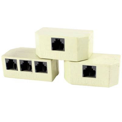Ruilogod 3 Pcs 4 Port RJ11 6P2C Female f/f ADSL Splitter Connector Beige