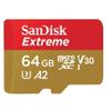 SanDisk Extreme 64GB V30 A2 microSDXC Memory Card for DJI Drones Works with Mini 3 Pro, Mini 3, DJI RC (SDSQXA2-064G-GN6MN) Class 10 Bundle with (1) Everything But Stromboli Micro SD Card Reader view 2