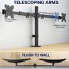 VIVO Premium Dual Ultra Wide LCD LED 27 to 38 inch Monitor Desk Mount, Heavy Duty, Adjustable Telescoping Arms, Flush Wall Setup, Fits 2 Screens, Black, STAND-TS38C view 3