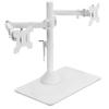 VIVO Freestanding Dual Monitor Stand with Sleek Glass Base and Adjustable Arms, Mounts 2 Screens up to 32 inch and 22 lbs Each, White, STAND-V002FGW view 1