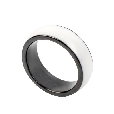 riversmerge NFC White Forum Type 2 215 496 Bytes Chip Universal for Mobile Phone Wearable Smart Ring Waterproof Ceramic NFC Ring for Men or Women(White-NFC 21mm)