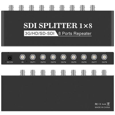 SDI Splitter 1x8 Supports SD, HD, 3G(1 Input and 8 outputs) SDI Video Splitter Box Distributor Amplifier for Video Monitoring System CCTV Security Camera