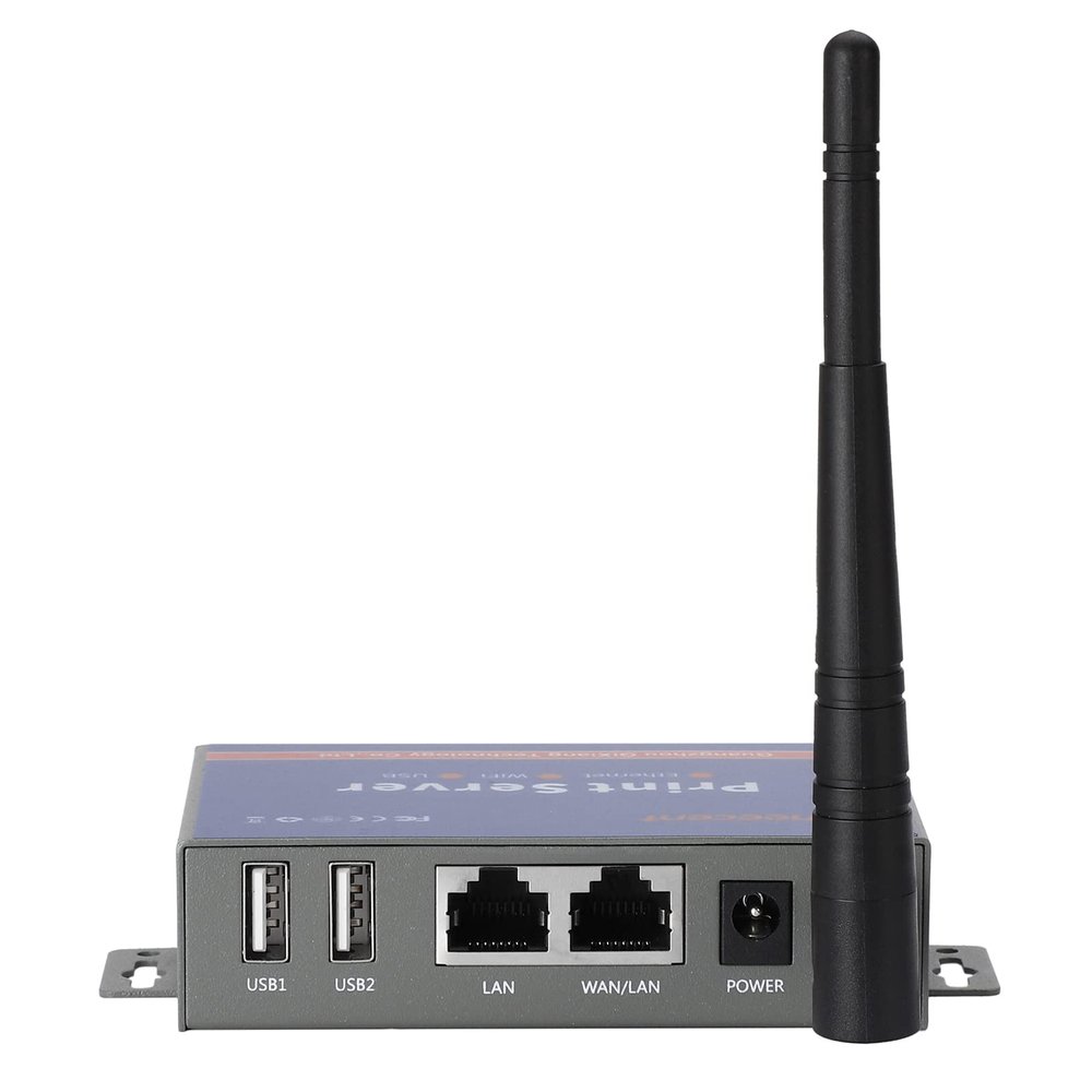 CHEECENT Wireless Print Server for USB Printer (NOT Plug&Play), 2 Port USB Print Server, Convert Wired Printer to Wireless WiFi Ethernet Networking - Windows Mac Linux Compliant - CR202