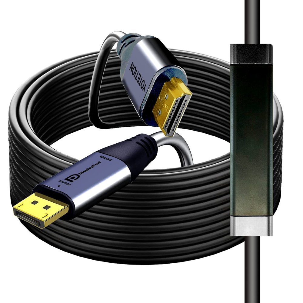 4K DisplayPort to HDMI Cable 50FT with IC, 4K60HZ (1440P 60Hz, 1080P 120Hz), DP to HDMI for Dell, Monitor, Projector, Desktop, AMD, NVIDIA, Lenovo, HP,ThinkPad-Grey Samsung and More