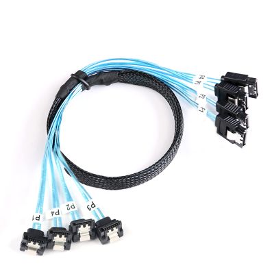ADCAUDX SATA-III Cable:0.5M, 4Pcs/Set Thin 90-Degree SATA Right-Angle Cable SAS 6Gbps Data Angled to Straight for Server-Raid Computer SDD HDD CD DVD Drives (1.6FT)