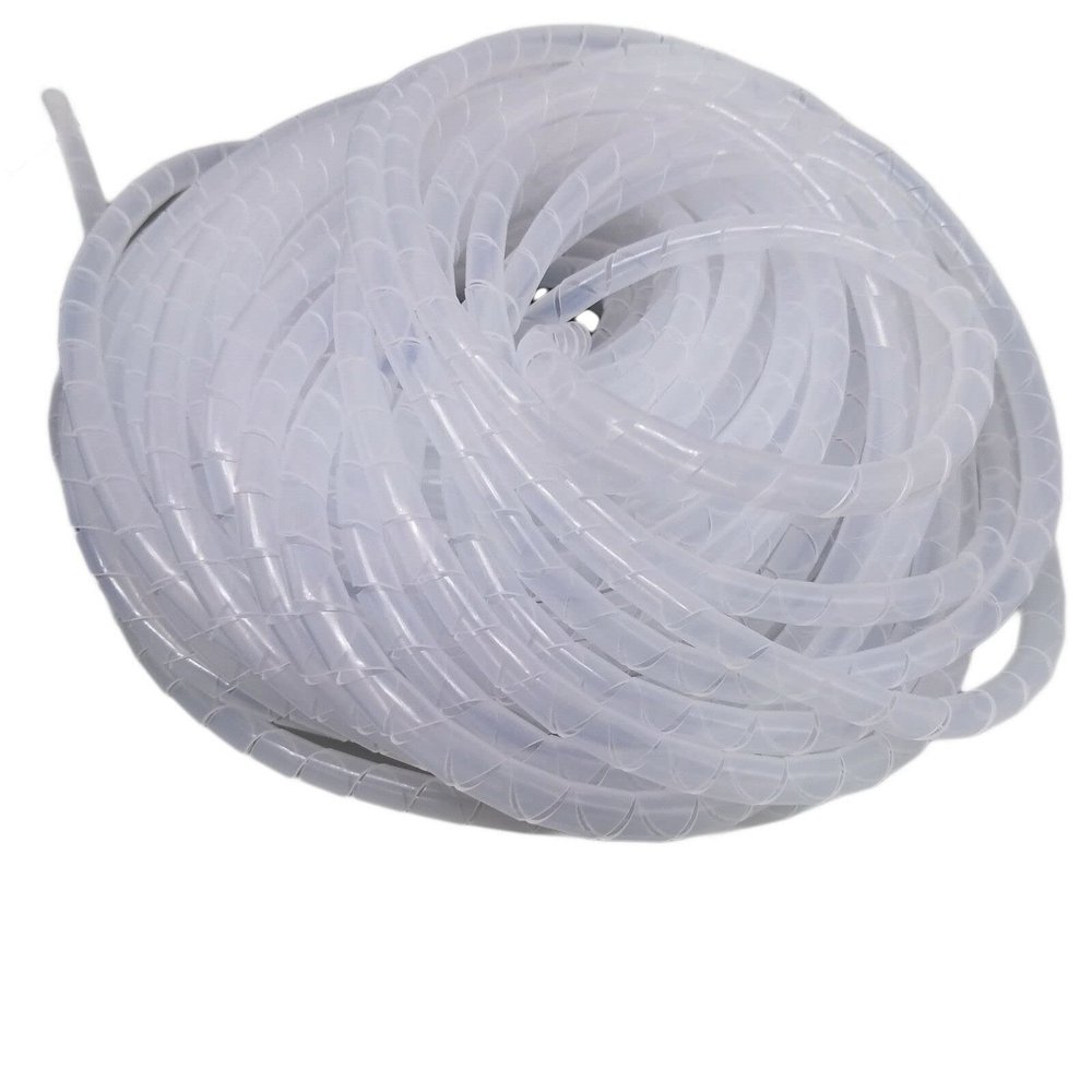 15M 49.21ft Roll 6mm Spiral Wrapping Band Cable Management White ROHS