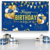 Happy Birthday Decorations Backdrop Banner Blue and Gold Happy Birthday Yard Sign Party Decorations Photography Background for Men Women Party Indoor Outdoor Decorations Supplies view 4