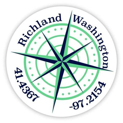 Richland Washington 2-Inch Vinyl Decal Sticker Latitude Longitude Compass Design