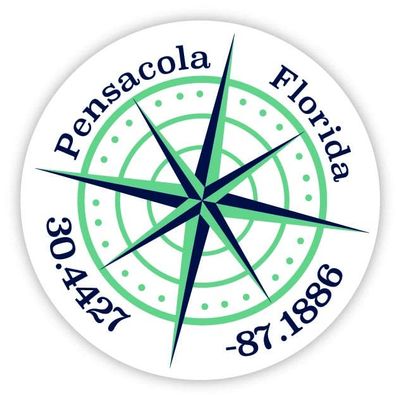 Pensacola Florida 2-Inch Vinyl Decal Sticker Latitude Longitude Compass Design