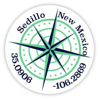 Sedillo New Mexico 2-Inch Vinyl Decal Sticker Latitude Longitude Compass Design