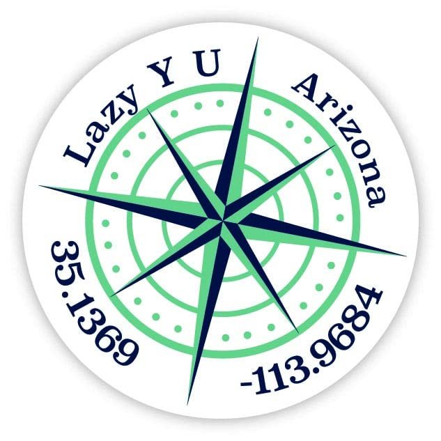 Lazy Y U Arizona 2-Inch Vinyl Decal Sticker Latitude Longitude Compass Design