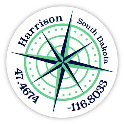 Harrison South Dakota 2-Inch Vinyl Decal Sticker Latitude Longitude Compass Design