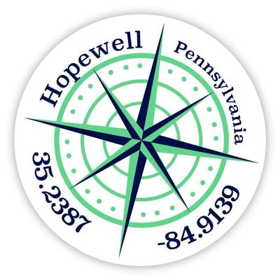 Hopewell Pennsylvania 2-Inch Vinyl Decal Sticker Latitude Longitude Compass Design