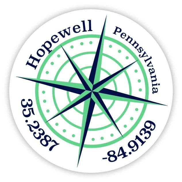 Hopewell Pennsylvania 2-Inch Vinyl Decal Sticker Latitude Longitude Compass Design