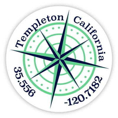 Templeton California 2-Inch Vinyl Decal Sticker Latitude Longitude Compass Design