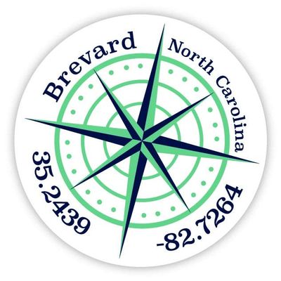 Brevard North Carolina 2-Inch Vinyl Decal Sticker Latitude Longitude Compass Design