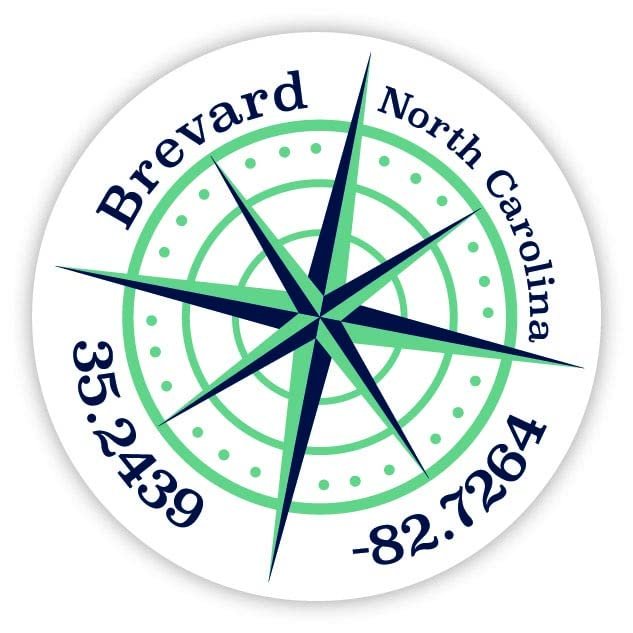 Brevard North Carolina 2-Inch Vinyl Decal Sticker Latitude Longitude Compass Design