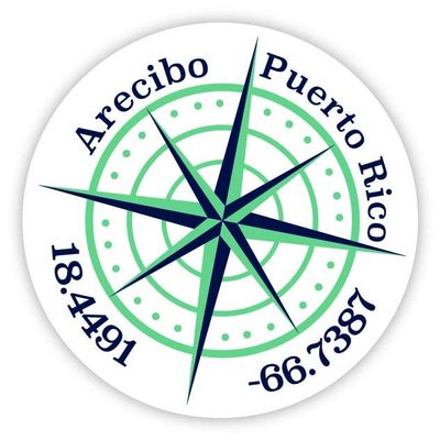 Arecibo Puerto Rico 2-Inch Vinyl Decal Sticker Latitude Longitude Compass Design