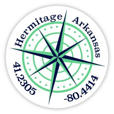 Hermitage Arkansas 2-Inch Vinyl Decal Sticker Latitude Longitude Compass Design