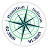 Hamilton Indiana 2-Inch Vinyl Decal Sticker Latitude Longitude Compass Design view 1