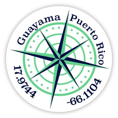Guayama Puerto Rico 2-Inch Vinyl Decal Sticker Latitude Longitude Compass Design