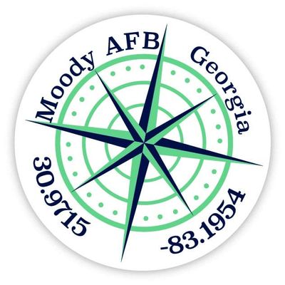 Moody AFB Georgia 2-Inch Vinyl Decal Sticker Latitude Longitude Compass Design