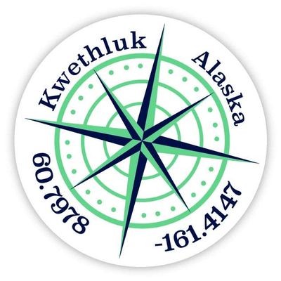 Kwethluk Alaska 2-Inch Vinyl Decal Sticker Latitude Longitude Compass Design