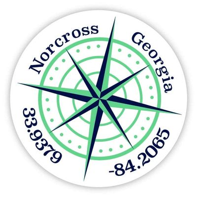 Norcross Georgia 2-Inch Vinyl Decal Sticker Latitude Longitude Compass Design
