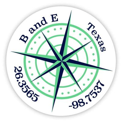 B and E Texas 2-Inch Vinyl Decal Sticker Latitude Longitude Compass Design