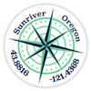 Sunriver Oregon 2-Inch Vinyl Decal Sticker Latitude Longitude Compass Design view 1