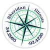 Sheridan Illinois 2-Inch Vinyl Decal Sticker Latitude Longitude Compass Design view 1