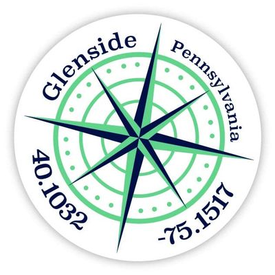 Glenside Pennsylvania 2-Inch Vinyl Decal Sticker Latitude Longitude Compass Design