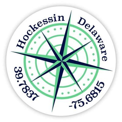 Hockessin Delaware 2-Inch Vinyl Decal Sticker Latitude Longitude Compass Design