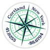 Cortland New York 2-Inch Vinyl Decal Sticker Latitude Longitude Compass Design view 1