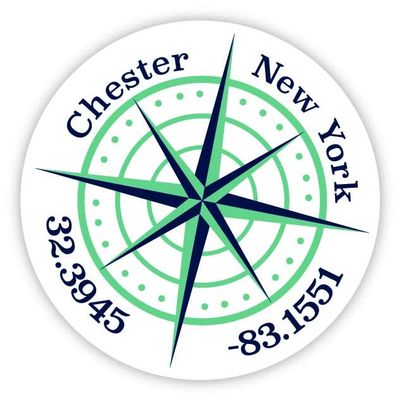 Chester New York 2-Inch Vinyl Decal Sticker Latitude Longitude Compass Design
