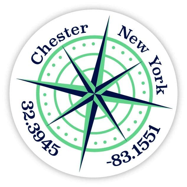 Chester New York 2-Inch Vinyl Decal Sticker Latitude Longitude Compass Design